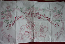 FG09 antiker WANDSCHONER Sticktuch mit Spruch Wandbild - 76 x 48cm