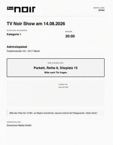 Konzertkarten noir in - tv,