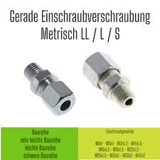 Gerade Einschraubverschraubung Stahl verzinkt DIN 2353 met Schneidring LL L S 👍