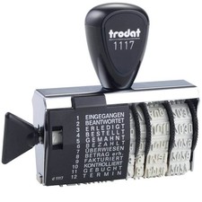 Wortband Stempel Drehstempel mit Datum und 12 Standard Texten Trodat 1117