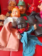 6 x  ALTE ANTIKE VINTAGE  KASPERLE THEATER PUPPEN HANDPUPPEN SELTENE PUPPEN MIT 