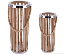 Maritime Laternen Rund Holz Sisal ohne Glaseinsatz Höhe 50/40 cm - Zur Auswahl