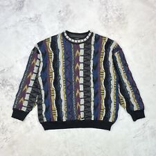 Definitiv grau bunt Coogi Style strukturierter 3D Strick Pullover Größe Medium M