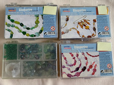 Schmuck 4x Glasperlenset in 3 Farben rotgrün, gelb/braun