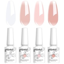 4 Farben UV Gel Lack Set – Klar, Milchig Weiß, Rosa, Soak Off - 8 ml Flaschen
