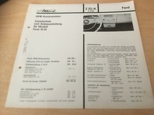 Ford 15 M, Akkord Z 32 A/6 Volt  Autoradio Zubehörliste u. Einbauanleitung 
