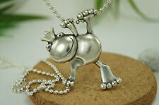 Halskette Frosch König Anhänger Silber Kette Kettenanhänger