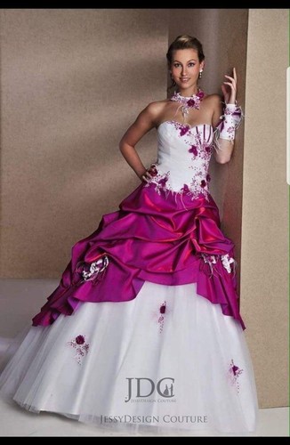 Gerafftes fushia ivory - fushia,