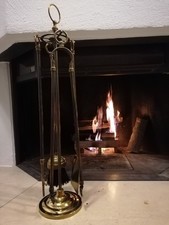Vintage Kaminbesteck Ofen Zange Kaminanzünden Messing