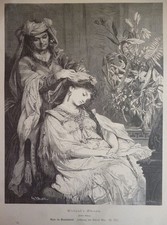 Holzstich - Nezia in Brautschmuck ( Frisur Haarschmuck )