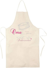 Küchenschürze Aufdruck Oma Mama Puderzucker Kochschürze 100% Baumwolle