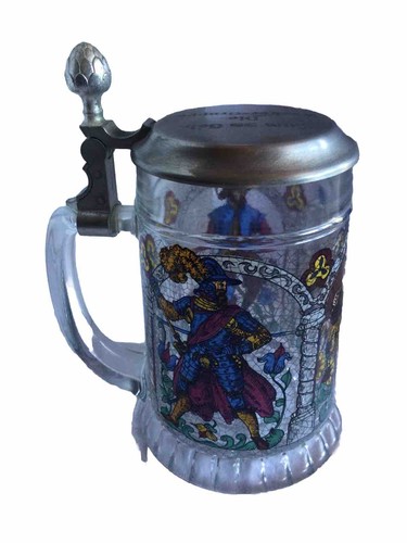 Glaskrug mit zinndeckel - mit,