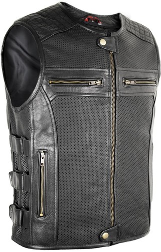 Herren biker lederweste - biker,