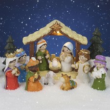 Kinderkrippe - 13-tlg. Weihnachtsgeschichten-Sets & Figuren Krippe für