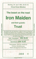 Iron Maiden  The Beast On The Road Tour 1982  Ticket/Konzertkarte/Eintrittskarte