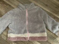 Kuscheljacke Sweatjacke  Teddyfell  Gr.134 grau rosa