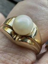14K 585 Gold Perlen Ring