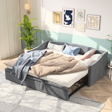 Schlafsofa Ausziehbares 90/180x200 cm,Polsterbett mit Lattenrost,Schlafcouch