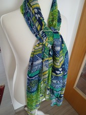 ? Großes DAMENSCHALTUCH / PAREO - 180/95 cm - in grün/blauen Farben - NEU