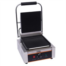 Kontaktgrill geriffelt 1800W Gastro Panini Toaster Elektro Grillplatte Edelstahl