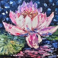 Wasserlilie Ölmalerei 20x20