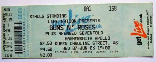 Guns roses unused ticket - n,