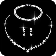 Glitter Braut Hochzeit Schmuck set Silber Strass