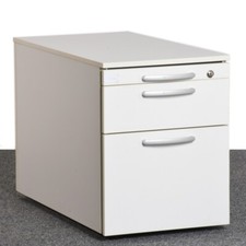 Rollcontainer, Korpus weiß, 3 Schubladen, Griffe silber, gebraucht
