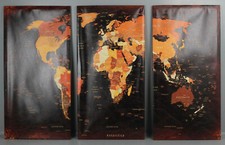 Leinwandbild Set 3-tlg. Weltkarte Grafikdruck 120x80cm Bild Welt Karte M-WK1