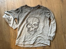 Top Damen Pullover Crew Neck E.vil Gr M Glitzer Totenkopf