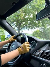 Autofahrer Handschuhe Retro Vintage Leder Natur Fingerlose Fahrerhandschuhe XS