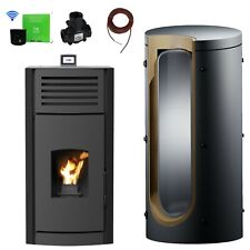 A++ Robin Wood Enya Aqua Pelletofen Schwarz Pelletheizung 24kW Komplettset  WIFI