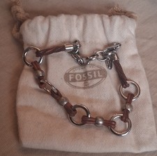 Fossilarmband,Silberfarbend,Lederdetails