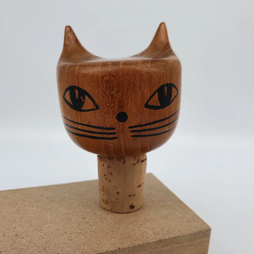 Katzenkopf zierkorken aus holz - katzenkopf-zierkorken,