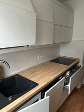 Küche weiß  bis 360cm, Küchenschrank Schubladen, Hängeschrank Falt Lift