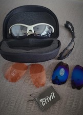 Fahrradbrille Laufbrille Sportbrille - 3 Wechselgläsern in blau, gelb, schwarz