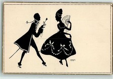 10665657 - sign MKH Faecher Rose Rokoko Scherenschnitt