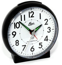 Großer Funkwecker Funkuhr Beleuchtung Snooze Analog Schwarz - MAGIC 1897-7M