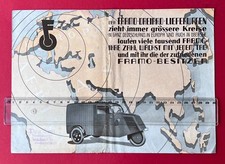 Reklame Prospekt um 1934 FRAMO Dreirad Lieferwagen Werke Hainichen  RAR ( F24798