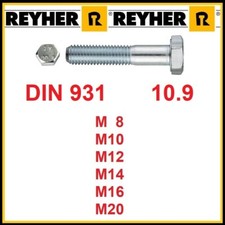 Sechskant Maschinenschraube DIN 931 10.9 galvanisch verzinkt Teilgewinde M8 - 20