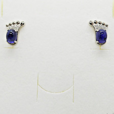 Cabochon Saphir CZ Ohrstecker FUSS 925 Silber 585 Weißgold vergoldet