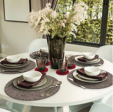 FILZ 38 cm Tischset rund Platzdeckchen Platzset Tischdeckchen Grau Anthrazit