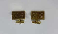 Vintage Manschetten Knöpfe Vergoldet Rechteckig Personalisiert K. G. 