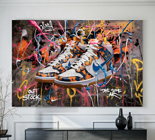 XL LEINWAND BILDER BIS 170x110x5 NIKE-SCHUHE BUNTES GRAFFITI STREET-ART WANDBILD