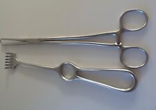 Edelstahl Chirurgisch  Werkzeug Schere Klemme + Wundhaken Spreizer komplett