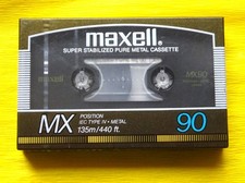 1x MAXELL MX 90 Metal Cassette Tape 1986-1987 + OVP + SEALED + Made in Japan +
