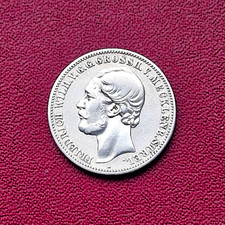 2 Mark  Friedrich Wilhelm Großherzog Meckleburg 1877 ss  J.90  Münzpaß Rarität