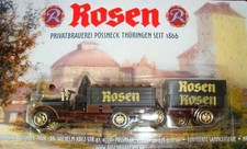 Biertruck - schwarzer Oldi-Truck Rosen mit kleinen Hänger, OVP