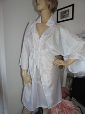 Hausmädchen Taft Kittelkleid Sissy Nylon Negligee weiß XXL