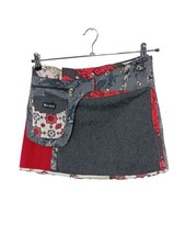 MOSHIKI Wollrock Damen Rock Gr. DE 38 rot-hellgrau-schwarz Casual-Look